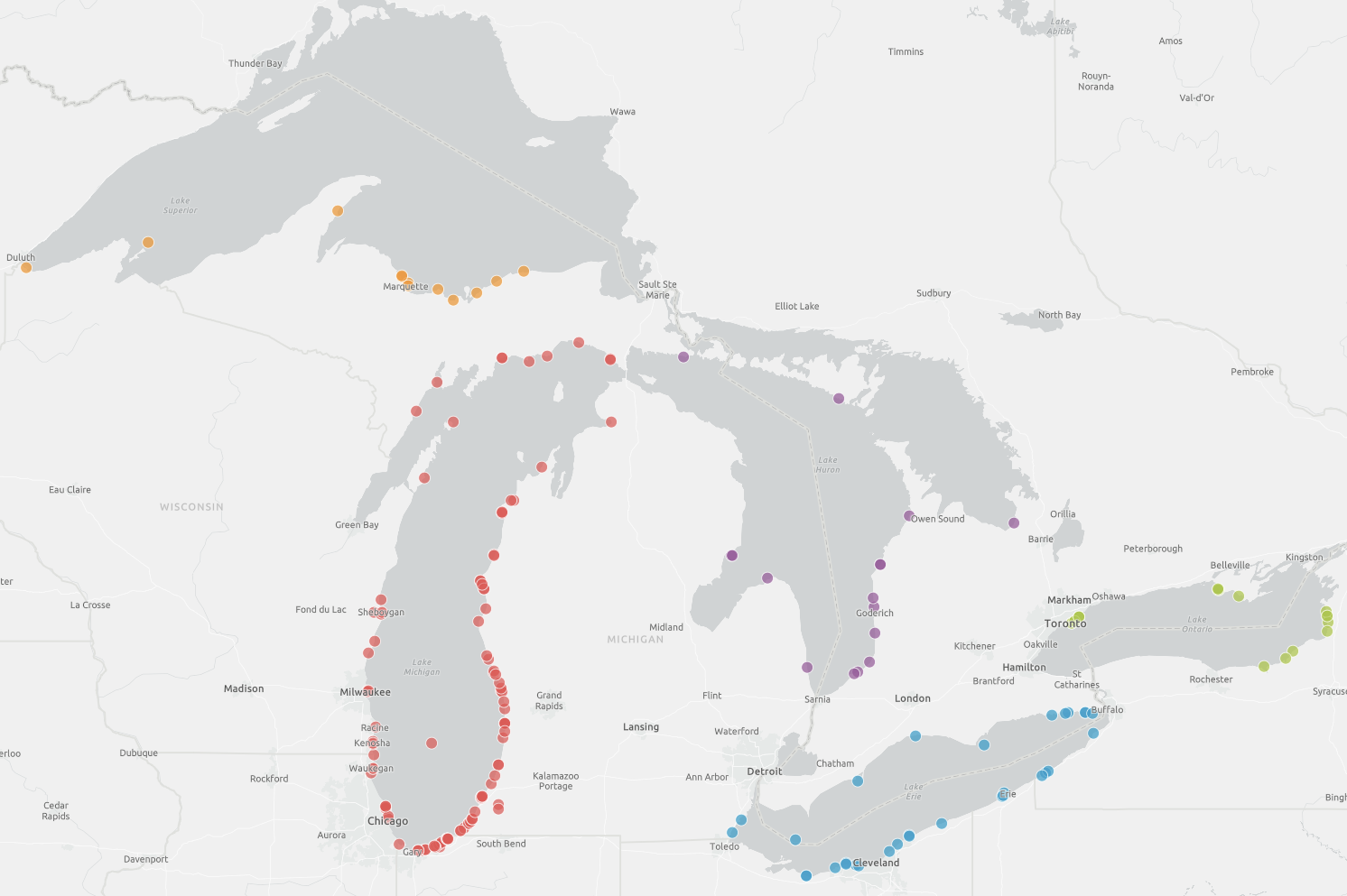 map of great lakes accidents 